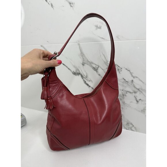 Vintage Y2K Coach F10280 Hamilton Leather Hobo Bag Red V Rare - Picture 5 of 15